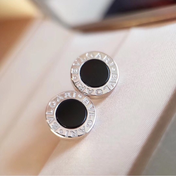 Bulgari Silver and Black Round Earrings - Picture 4 of 5